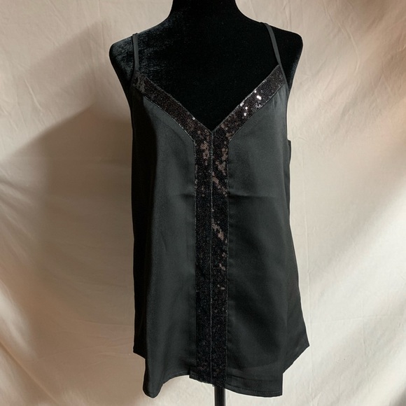 Black Contrast Sequin Cami Top - Picture 5 of 7
